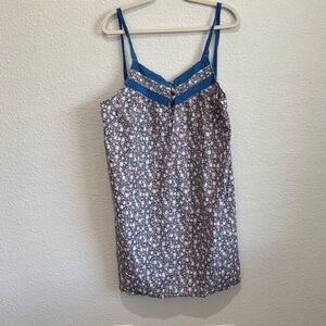 33.‎ Alexander Del Rossa L Blue Floral Nightgown Cottagecore Nightie Dress Boho